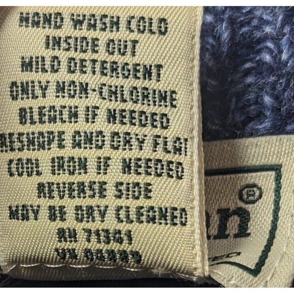 L.L.Bean  Wool Knit Sweater Blue Crewneck Made in USA XL - Picture 5 of 7